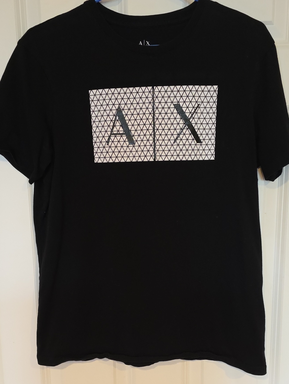 Armani Exchange Black Tee with Geometric AX Panel